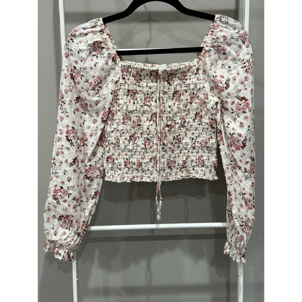 AE Ditsy Floral Print Smocked Crop Top Cottagecore Coquette Boho Romantic Y2K XS